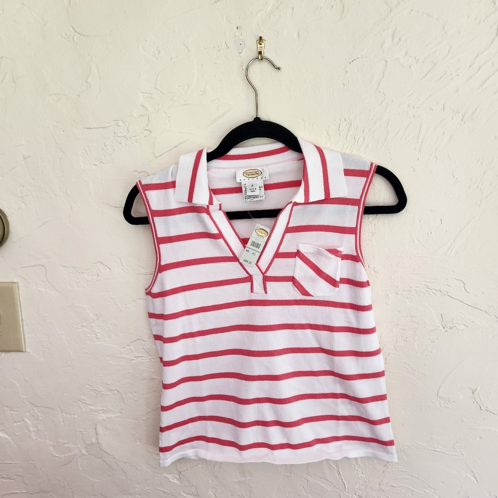 Talbots Petites  Size S, sleeveless polo shirt. NWT. Pink coral.